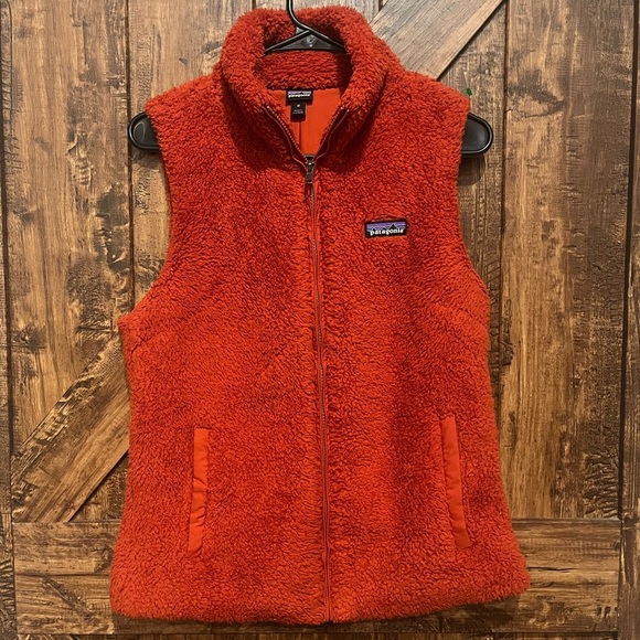 Patagonia NWOT Los Gatos burnt orange fleece Sherpa zip up vest women’s medium - Picture 4 of 9